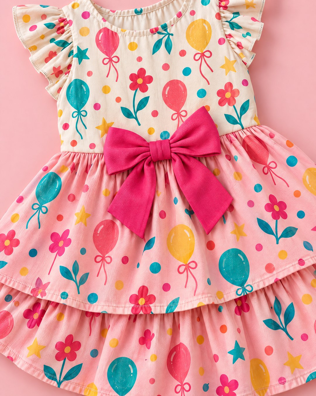 Vestido de babados com estampa de festa - foto 3