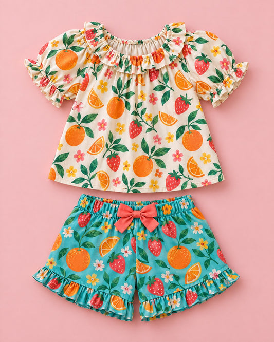 Blusa e short de estampa frutal - foto 1