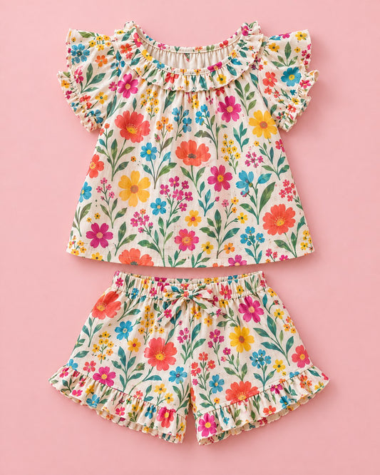 Blusa marfim de flores vibrantes - foto 1
