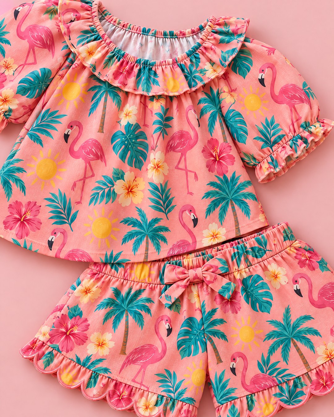 Conjunto Coral de Flamingos e Folhagens - foto 3