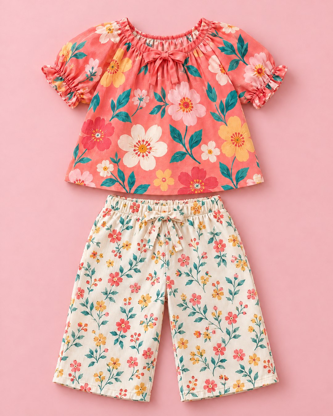 Conjunto Floral Coral e Marfim - foto 2
