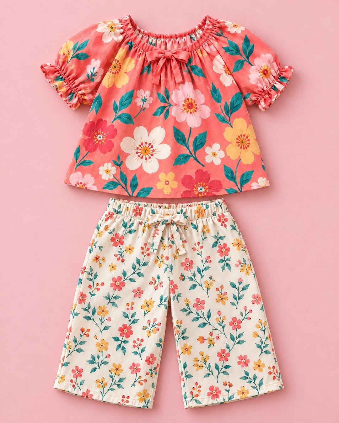 Conjunto Floral Coral e Marfim - foto 3