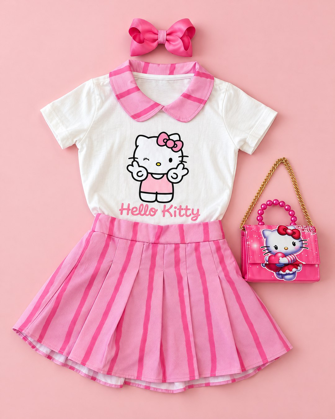Conjunto Hello Kitty listrado rosa - foto 1