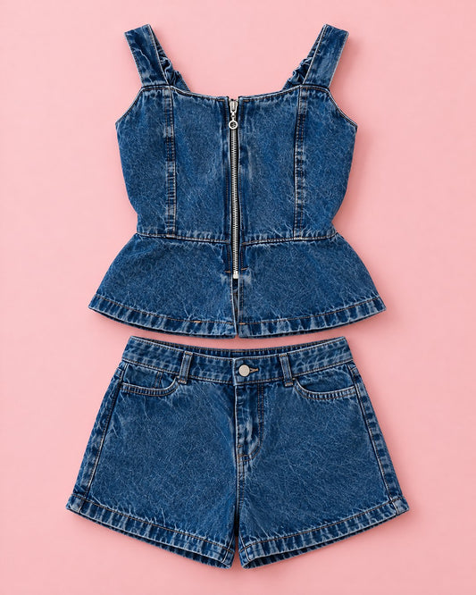 Conjunto Jeans com Blusa Peplum - foto 1