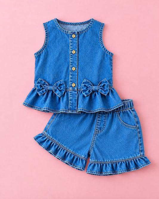 Conjunto jeans com laços - foto 1