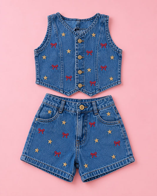 Conjunto Jeans Estrelinhas de Natal - foto 1