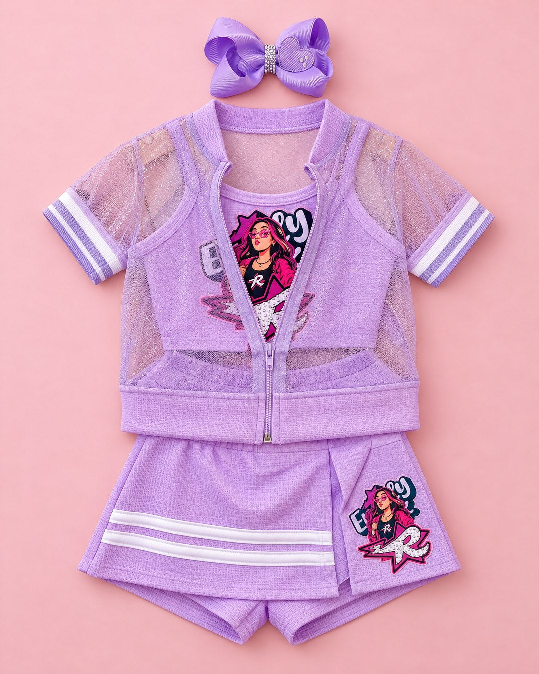 Conjunto lilás com jaqueta de tela - foto 1