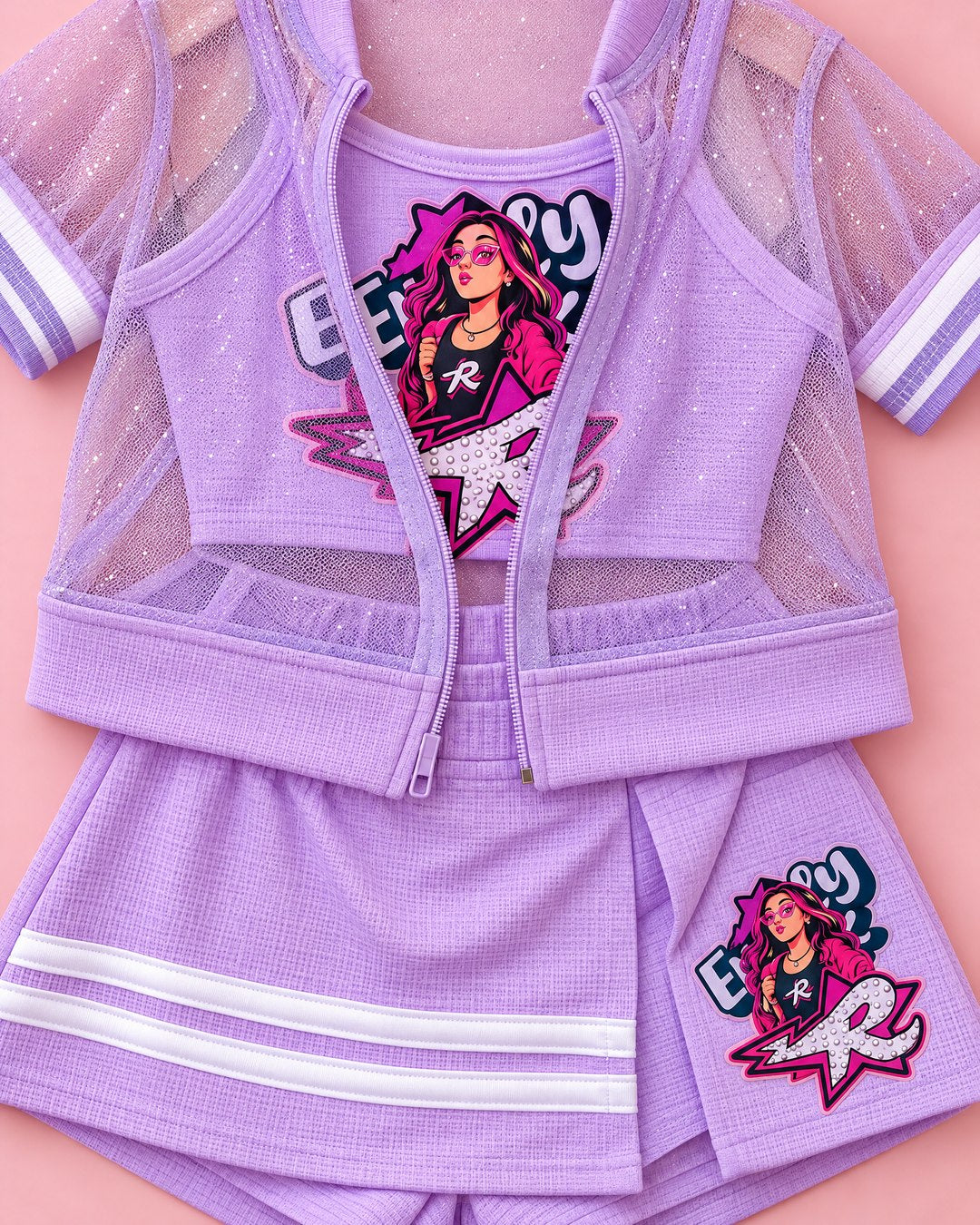 Conjunto lilás com jaqueta de tela - foto 2