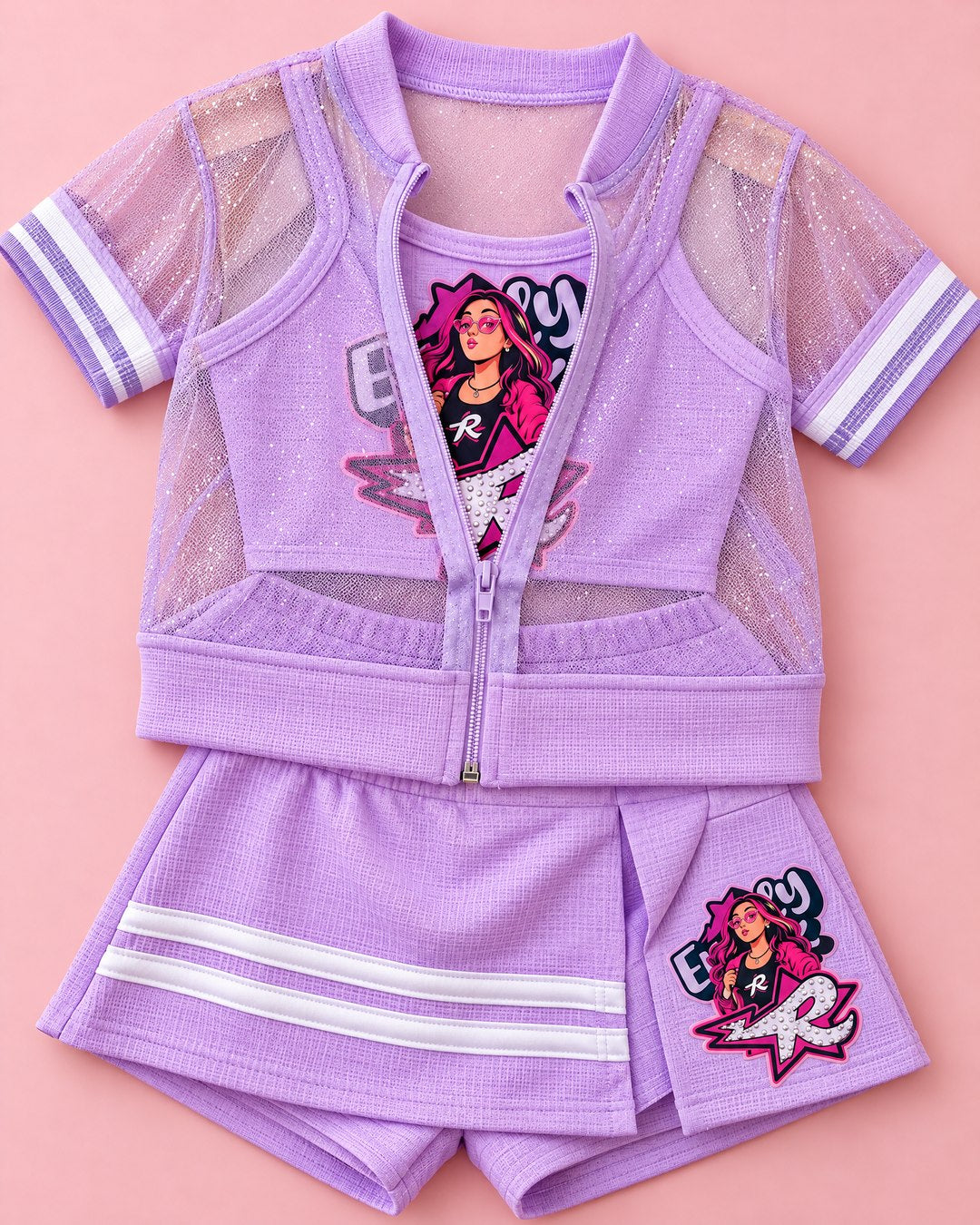 Conjunto lilás com jaqueta de tela - foto 3