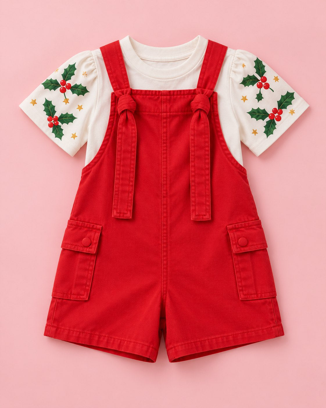 Jardineira Vermelha + Blusa Natal Feliz - foto 1