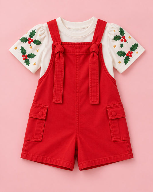 Jardineira Vermelha + Blusa Natal Feliz - foto 1