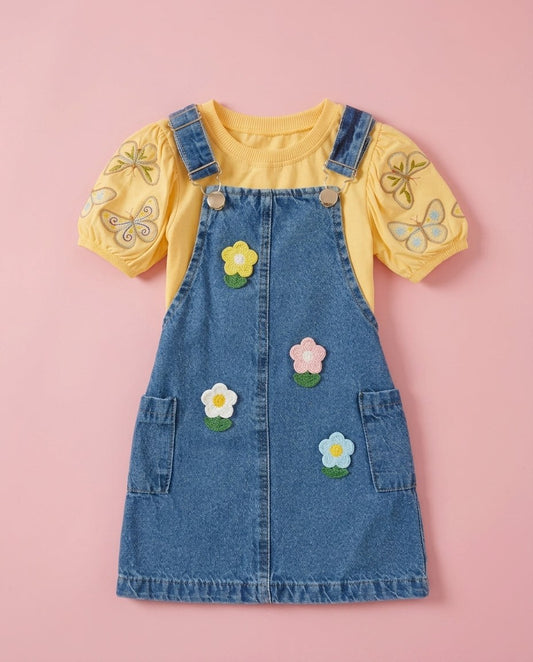 Salopete jeans com blusa amarela - foto 1
