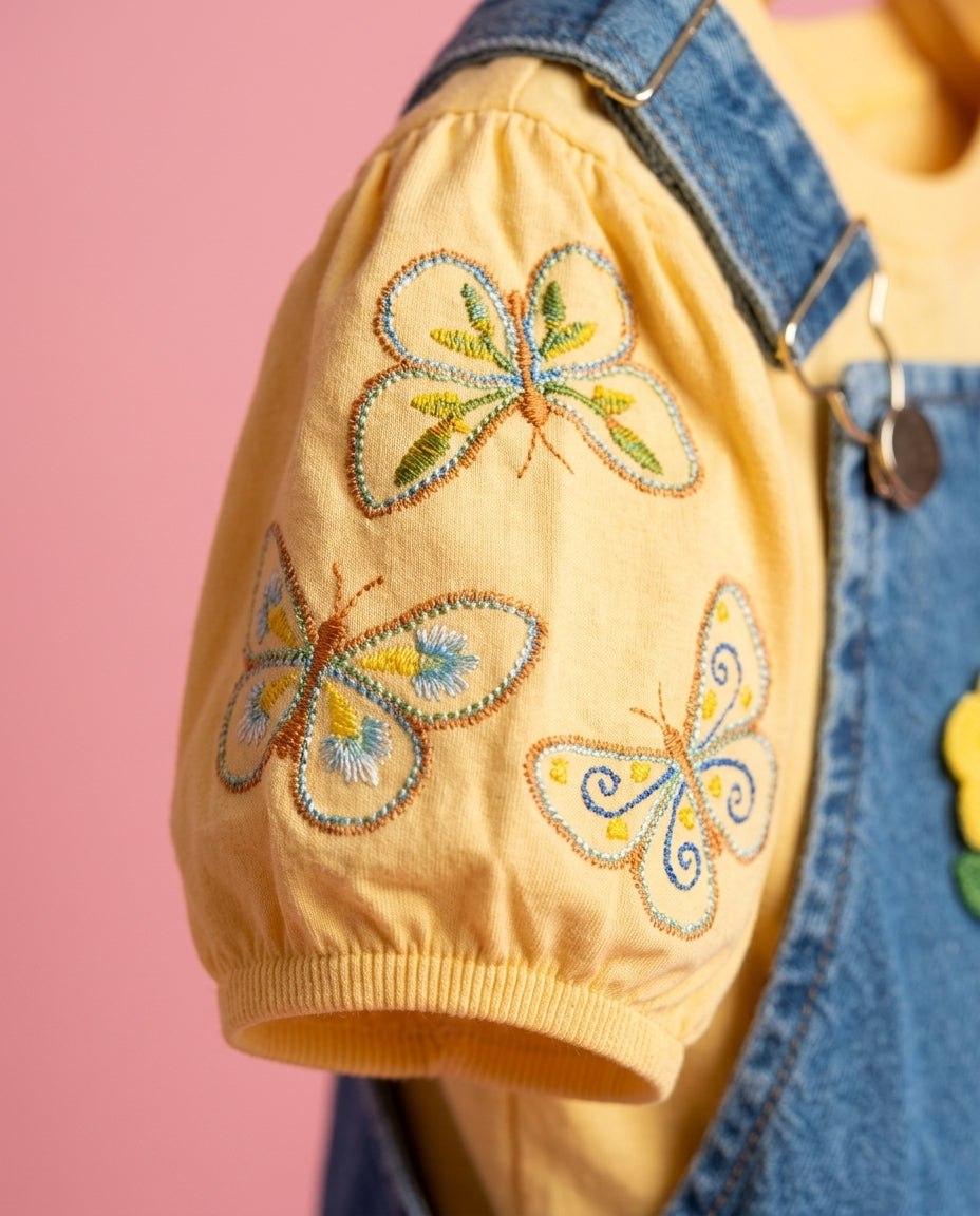 Salopete jeans com blusa amarela - foto 3