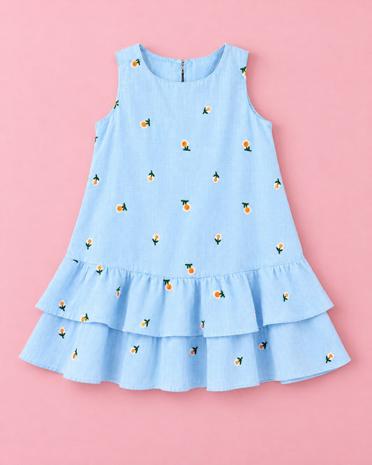 Vestido azul com babados - foto 1