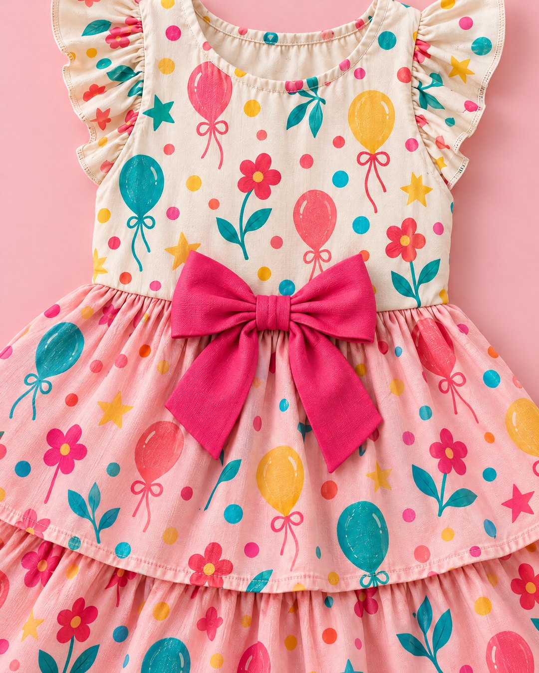 Vestido de babados com estampa de festa - foto 2