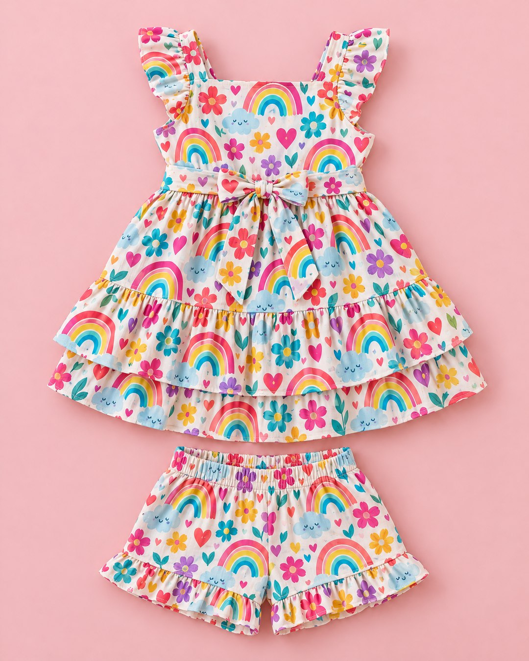 Vestido e short arco-íris floral - foto 1