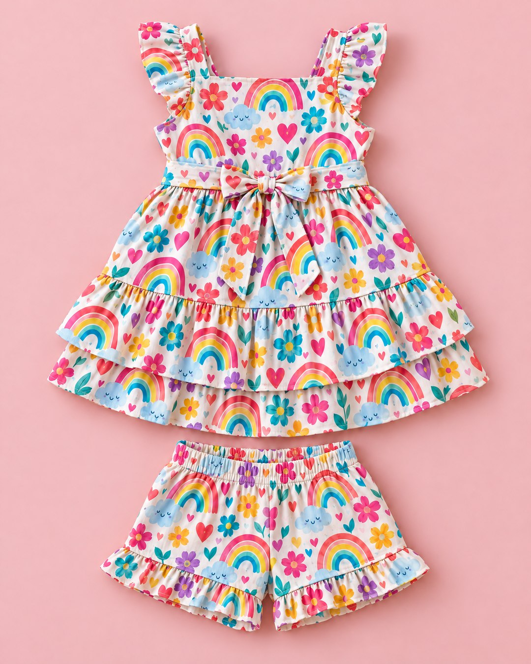 Vestido e short arco-íris floral - foto 3