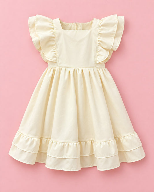 Vestido marfim com mangas franzidas - foto 1