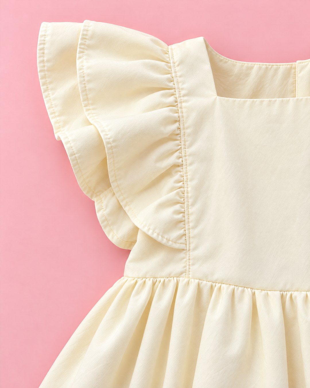 Vestido marfim com mangas franzidas - foto 3