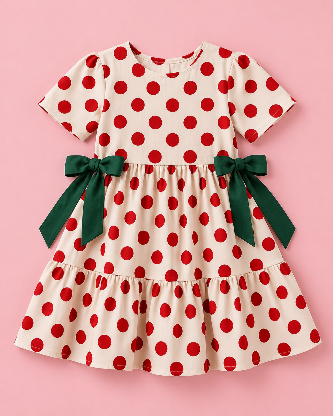 Vestido Poá Natal com Laços - foto 1