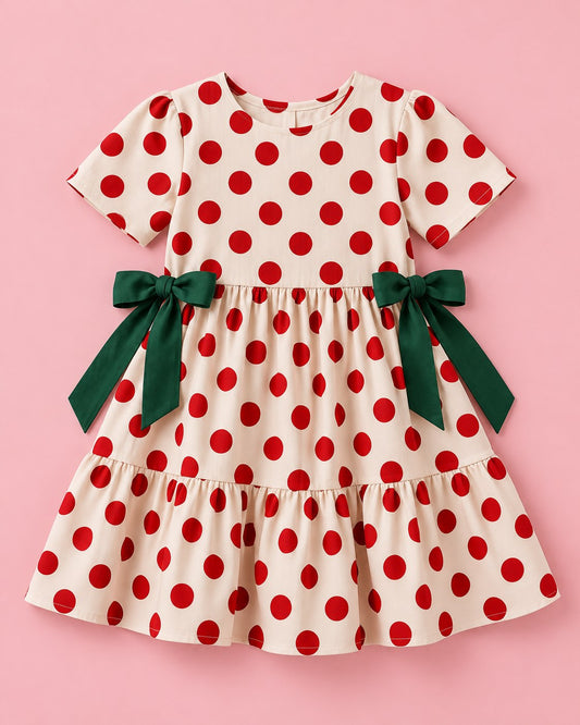 Vestido Poá Natal com Laços - foto 1