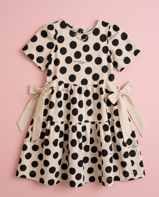 Vestido Poá Preto com Laços - foto 1