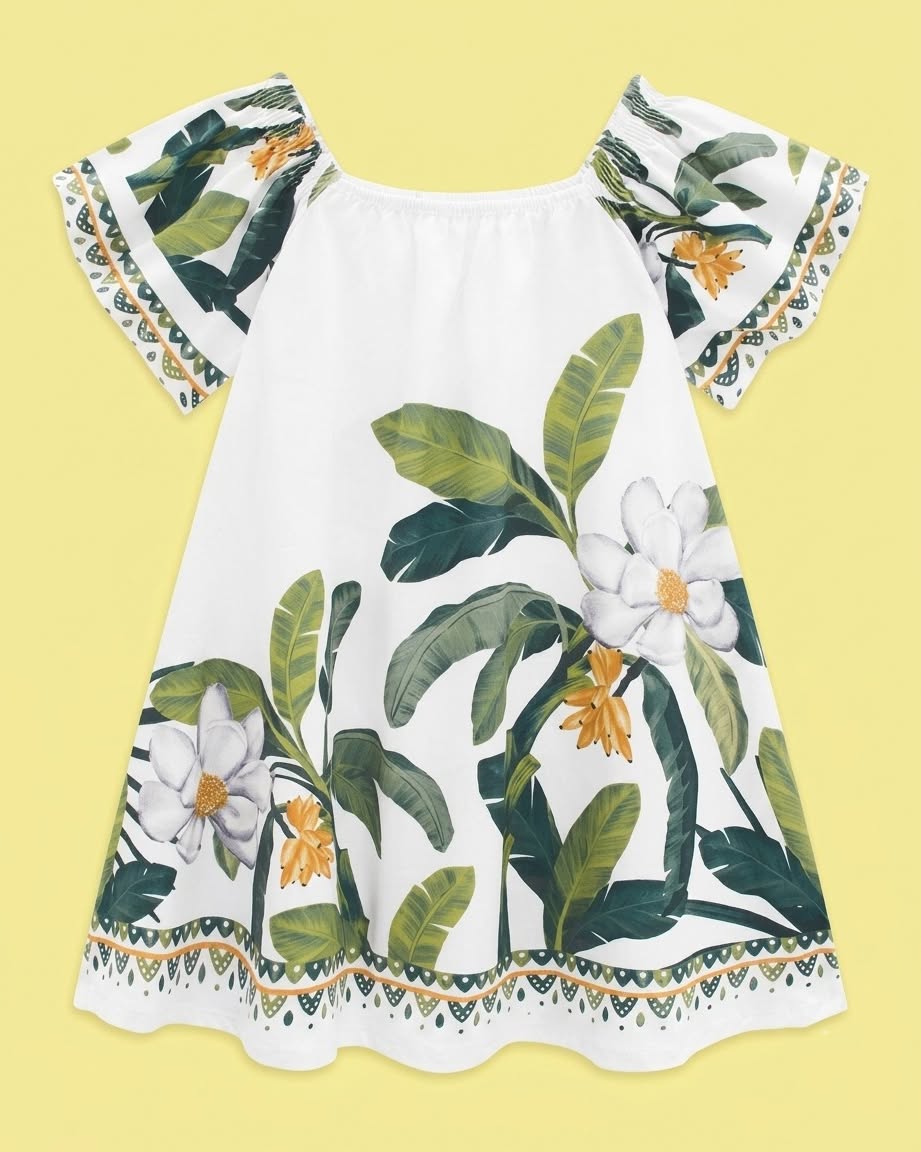 Vestido tropical branco - foto 1